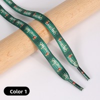 Полиэстеровые шнурки для обуви с двусторонней термопечатью: праздничный рождественский цветочный узор с мультяшными персонажами, разноцветные