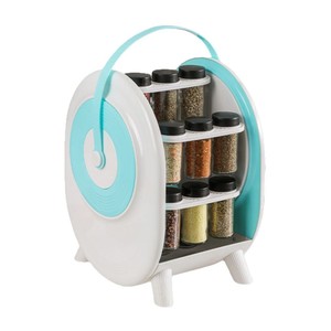 360 Degree Rotating Spice Rack <b>With</b> <b>Glass</b> Seasoning Jars Portable Countertop Condiment Storage Organizer For Kitchen - Product Image 1