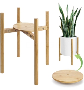Support de plante d'intérieur extérieur de conception stable support de pot de plante en bambou réglable adapté aux pots de tailles multiples - Product Image 1