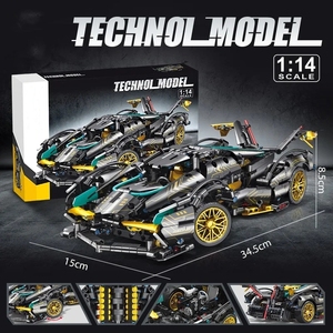 JKC7105  Bloques de Construcción de Coche de Carreras Simulado Modelo V12 1/14 City Black Warrior Supercar, Juego de Bloques de Construcción, Juguete para Niños - Product Image 2