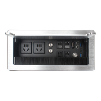 Prise de courant pour table de conférence, 2 prises de courant standard chinoises, bouton de levage, 4 ports réseau, 2 ports audio, 2 ports USB pour données