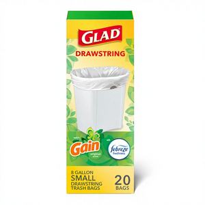 Sacs poubelles biodégradables et recyclables Glad à cordon de serrage, résistants, épais, en plastique transparent, sans parfum, pour déchets animaux - Product Image 1