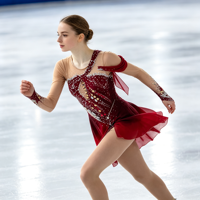 Robe de danse asymétrique rouge bordeaux pour enfants et adultes, avec strass et franges, jupe superposée, pour spectacle de patinage artistique