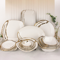 Service de vaisselle en céramique de luxe pour hôtel, mariage, fête, restaurant, banquet, maison, assiette à steak, assiette à fruits, vente en gros