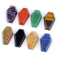 Cabochon en pierre précieuse 30mm en forme de cercueil, sculpture gothique en cristal d'agate et de quartz, cercueil en cristal fait main, 19x30mm, décoration d'Halloween