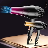 Sèche-cheveux pour voyage et maison Concentrateur négatif/diffuseur/spin Curl/tête rotative Sèche-cheveux ionique 3 réglages de chaleur