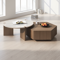 Table basse gigogne moderne de luxe en bois, meubles d'appoint pour salon, vente chaude, mobilier de thé pour la maison, 2 pièces