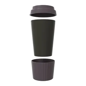 Taza de café molido reciclada con tapa de silicona, taza de café reutilizable con logotipo personalizado, nuevo diseño, 350ml, venta al por mayor
