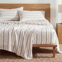 Ensemble de draps jacquard rayés en coton texturé, doux et respirant, avec taies d'oreiller, taille King, 4 pièces pour chambre à coucher