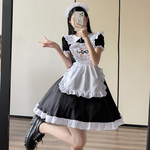 Maid Costume Embroidered Black Polyester Stage Performance Cosplay Outfit Game Anime Role Playing Spring 2022 - Product Image 2
