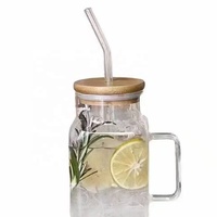MAIMAI Espresso – Tasse à eau en verre personnalisable en forme de canette avec couvercle en bambou et paille, design nordique, 500 ml, unisexe, cadeau d'affaires