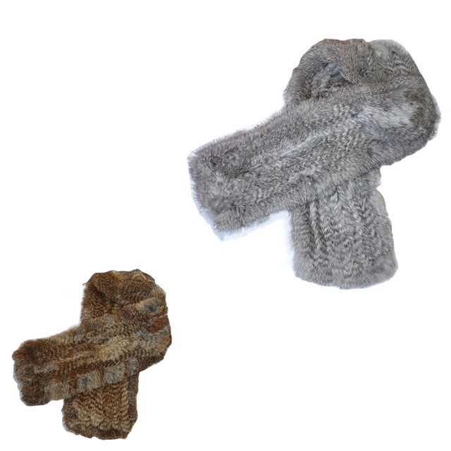 Custom IC-KSR Collection Winter Warm Knitted Woman Scarf Real Rabbit Fur