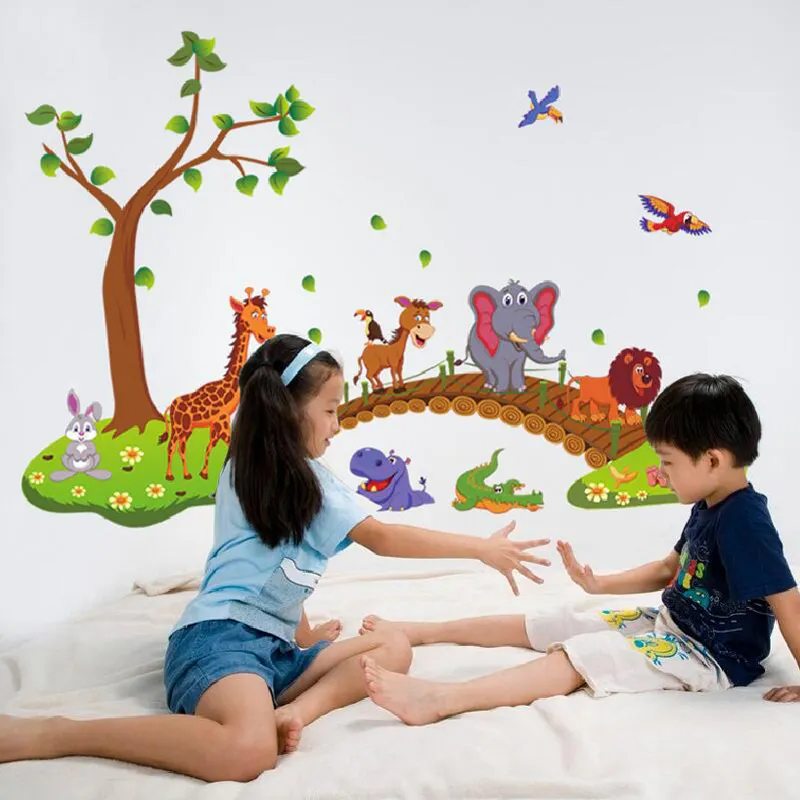 Home decor removable kids room cartoon wall stickers animals