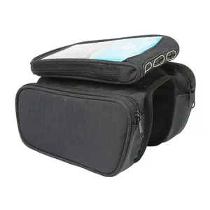 SINO-Bolsa de marco de bicicleta resistente al agua, bolso de sillín frontal para teléfono móvil de 5,7 pulgadas con pantalla táctil