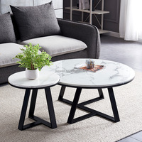 Lot de 2 tables basses rondes et ovales en métal avec pieds en métal noir Hauteur personnalisée