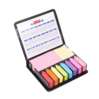 Bloc-notes adhésif PU multicolore, bloc-notes de bureau auto-adhésif, calendrier, étui à rabat, papeterie de bureau