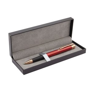 Estuche para bolígrafos negro con bolígrafo metálico rojo, set de regalo con empaque premium para uso de oficina - Product Image 1