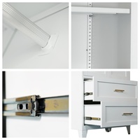 Armoire de bureau métallique à deux portes, casier en acier avec serrure à combinaison/clé, blanc, durable, pour le rangement des uniformes et des documents du personnel