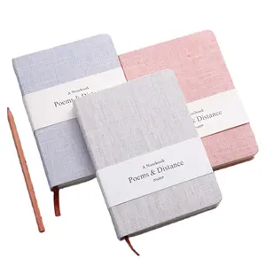 Handgemaakte promotionele gifting canvas stof cover notebook met custom logo