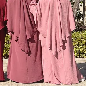 新发布批发伊斯兰服装Eid Abaya女性长袍Musulmane Burka与一层Khimar Abaya套装穆斯林女孩Abaya