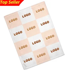 Wholesale Cheap Polyester Sublimation Soft Jacquard woven Blanket Custom Printing Logo Fleece Throw Blanket with Logo