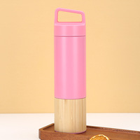 Bouteille d'eau isotherme en acier inoxydable à double paroi de 550 ml avec couvercle et poignée, en bambou écologique, personnalisable avec logo OEM, idéale pour le bureau et les voyages, vente en gros