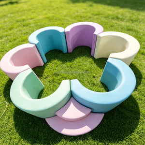 Piscine à balles Macaron Pastel en forme de fleur, en cuir PU, pour location événementielle, garderie et aire de jeux intérieure - Product Image 3
