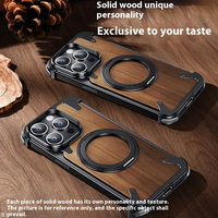 Étui en bois de noyer parfum naturel pour Iphone 16 15 14 Pro Max étui magnétique rotatif à 360 degrés étui en bois brut en métal
