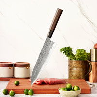Couteau de chef japonais en acier Damas VG10 de haute qualité, 9 pouces, forgé à la main, avec manche en bois