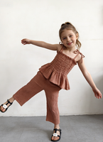 Ensemble de vêtements pour enfants en bas âge unisexe personnalisé pour l'été, décontracté, respirant, 100% coton, 2 pièces, haut sans manches et pantalon