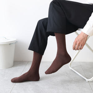 <b>Men's</b> Knee <b>Socks</b> Solid Knitted Cotton Breathable Daily Wear Autumn Style Gray Black <b>White</b> Navy Brown - Product Image 2
