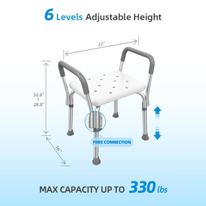 Tabouret <span class=keywords><strong>de</strong></span> <span class=keywords><strong>douche</strong></span> réglable en hauteur en alliage d'aluminium blanc, <span class=keywords><strong>chaise</strong></span> <span class=keywords><strong>de</strong></span> bain antidérapante avec trous <span class=keywords><strong>de</strong></span> drainage pour la sécurité des personnes âgées dans la salle <span class=keywords><strong>de</strong></span> bain - Product Image 3