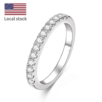 Bague demi-éternité empilable en or 14K rempli, 2mm, 0.03ct, couleur D, Moissanite VVS1, tendance et scintillante, pour femme, vente en gros