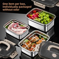 Moderne roestvrijstalen geïsoleerde, afsluitbare, voedselveilige voedselbewaarbak met grote capaciteit, stapelbaar, lunchbox voor