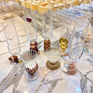 99 <b>Gold</b> Data Handcrafted Shell Jewelry Tray Glass Base Coastal Breeze Design Wedding Gift for <b>Dressing</b> <b>Table</b> Decoration 20-100ml - Product Image 1