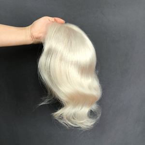 Topper per <span class=keywords><strong>Capelli</strong></span> Umani 9x9 in Pizzo Biondo Platino, 100% <span class=keywords><strong>Capelli</strong></span> Grezzi Allineati alla Cuticola, Posticci con Base in Pizzo e Clip per Donne con <span class=keywords><strong>Capelli</strong></span> Sottili - Product Image 3