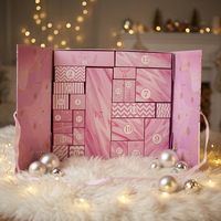Calendrier de l'Avent de Noël à double porte magnétique 2026, boîte en papier vide à remplir pour 24 jours, emballage cadeau rose de luxe