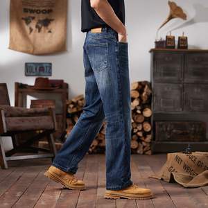 Amerikan klasik erkek kot orta yıkanmış ağır düz gevşek Fit orta bel katı rahat pantolon yaz için - Product Image 3