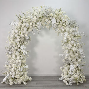 Nouvelle Arche de Fleurs Artificielles en Soie avec Roses Blanches et Gypsophile, Écologique, Portable, 1,8-2,1 m de Haut pour Décoration d'Entrée de Mariage - Product Image 1