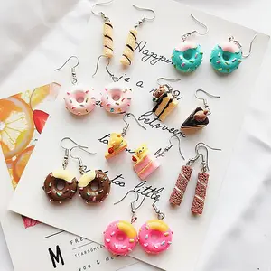 Pink Earrings Food Acrylic Women's Fancy Earrings Cute Fruit Drop Earrings 925 Silver Sweet for Party Girls 1 Pair FS Multicolor