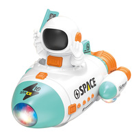 Jouet fusée spatiale électrique avec éclairage et musique, pour enfants, avec fonctions de levage multidirectionnel et de rotation, et figurine d'astronaute