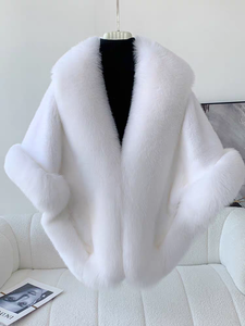 Nuova Collezione: Vera Pelliccia di <span class=keywords><strong>Visone</strong></span> <span class=keywords><strong>Bianco</strong></span> con Pelliccia di Volpe, Elegante Scialle in Pelliccia di Volpe per Donna, Ideale per Feste - Product Image 1