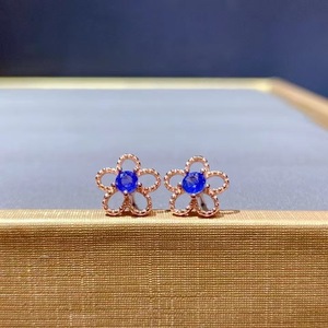 Orecchini a bottone Minimal e Slick in argento 925 Sterling con orecchini naturali da donna in zaffiro Sri Lanka - Product Image 2