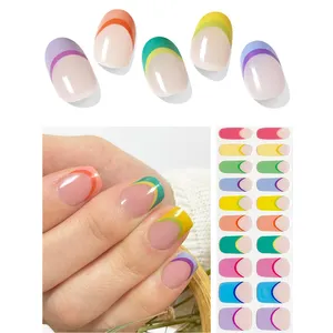 Bandes d'ongles en gel semi-durci pour l'été, macaron coloré, 20 pièces