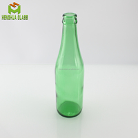 Forme personnalisée 330ml 11oz 33cl bouteille en verre de bière verte limonade boire soda bouteille d'eau conteneur avec bouchon en métal