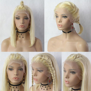 सस्ते पेरू 613 गोरा रंगीन बॉब विग, कच्चे कुंवारी पारदर्शी Hd पूर्ण फीता मानव बाल विग, 100% बॉब विग मानव बाल फीता सामने - Product Image 4