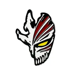 Todesgott Kurosaki Ichigo Maske Emaille-Pins individuelle Broschen Revers-Auskleber Punk gotischer Halloween-Schmuck Geschenk für Kinder Freunde