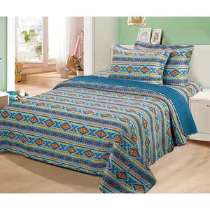 Zomer Ultrasone Polyester Quilt Koning Maten Dunne Gedessineerde Microfiber Quilt Dekbed Set