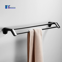 Ensemble de porte-serviettes de bain fixe à 3 barres en acier inoxydable noir mat avec accessoires de douche, accessoires de salle de bain à fixation murale