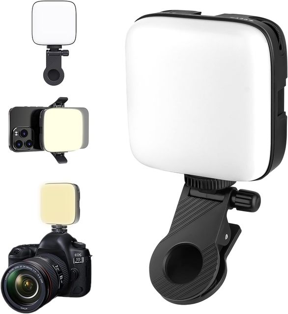 Video Camera Lights Clip on Phone Led 3000K 9900K Bi Color 2000mAh Rechargeable 3h Continuous Fill Lamp for Mobile Vlog